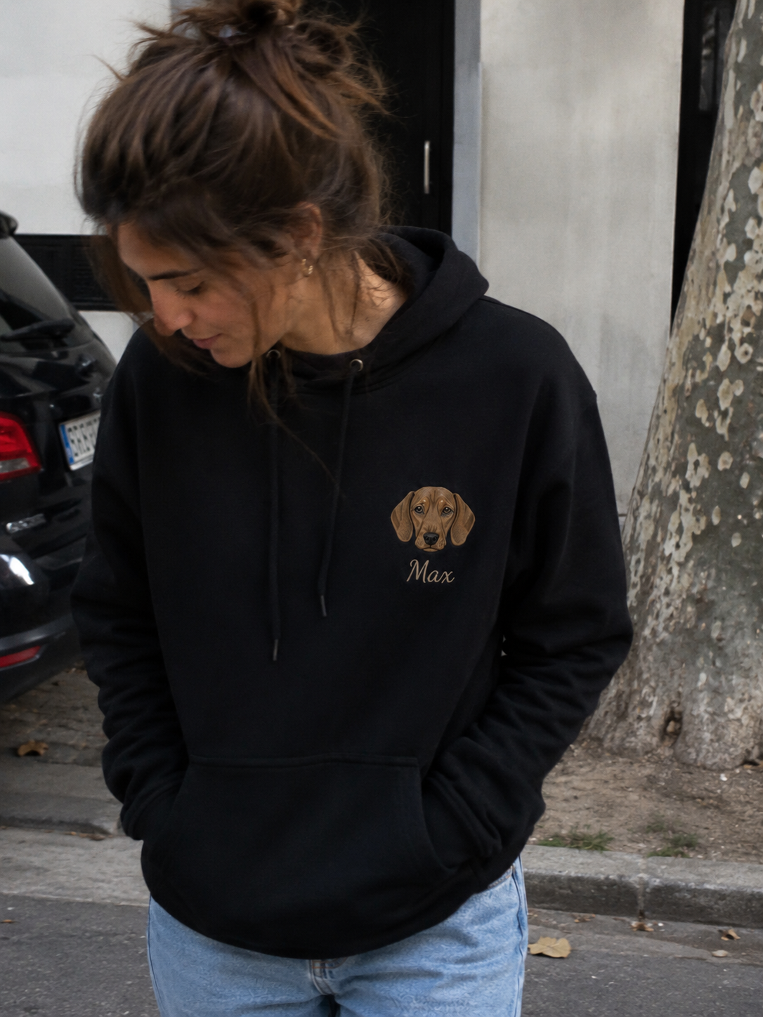 Poleron canguro personalizado con la cara y nombre de tu mascota 🐾