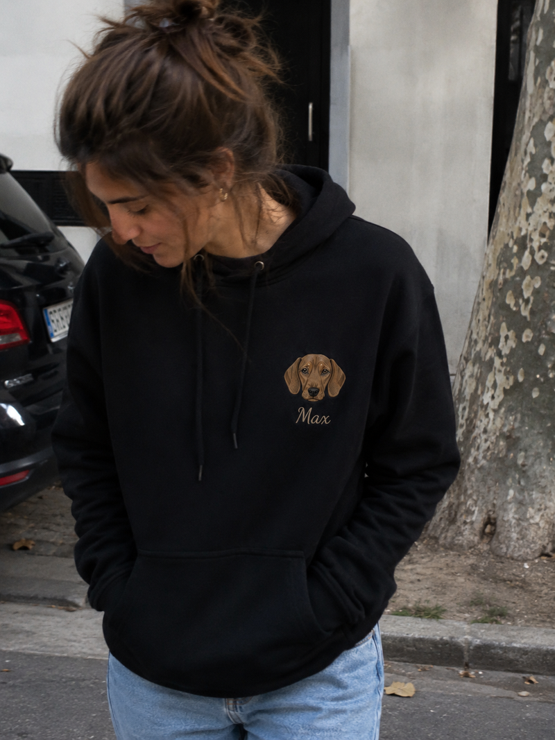 Poleron canguro personalizado con la cara y nombre de tu mascota 🐾